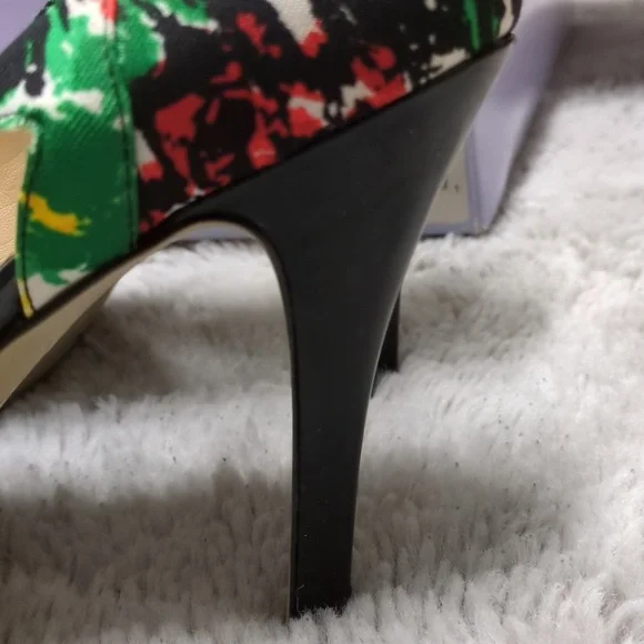 Marc Fisher Open Toe Platform Heels, Red Black Green Yellow White, Size 9.5 M - Picture 7 of 15